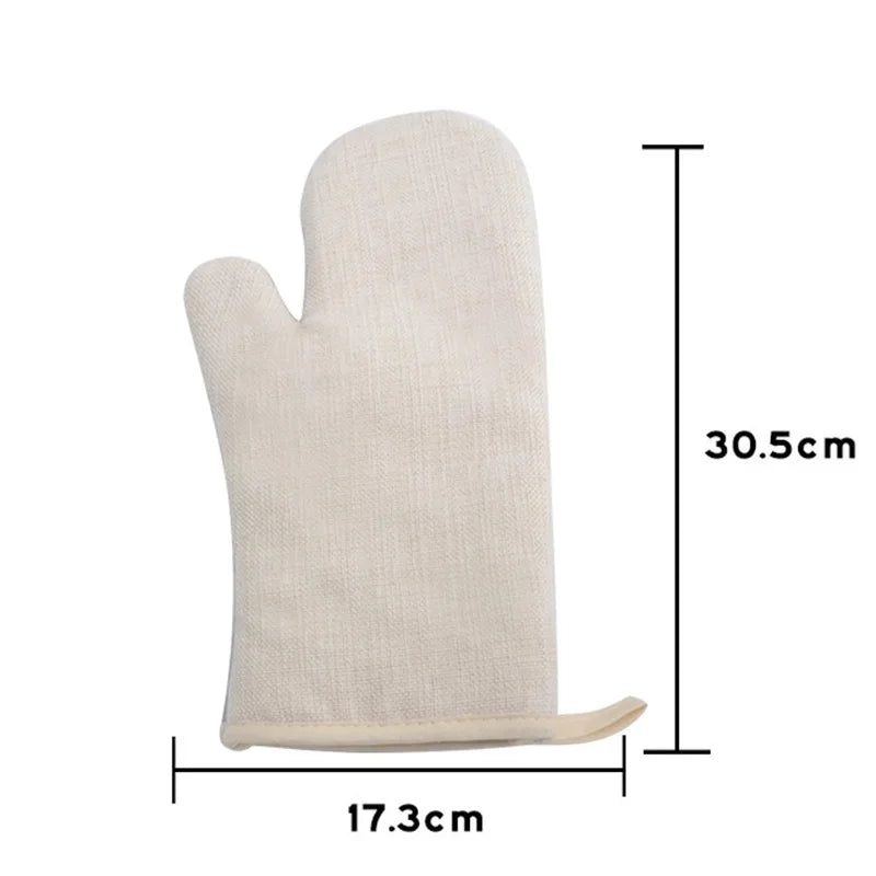 Hot Sales Sublimation Blank Linen Cotton High Temperature Oven Mitten for Kitchen