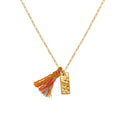 Handmade Small Gold Bar Tibetan Rectangle Pendant Hammered Colorful Rainbow Jewelry Stainless Necklace