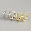 Minimal 925 Sterling Silver Women Small Hoops Chunky Wide Light Tube Thick Gold Hoop Earrings Women