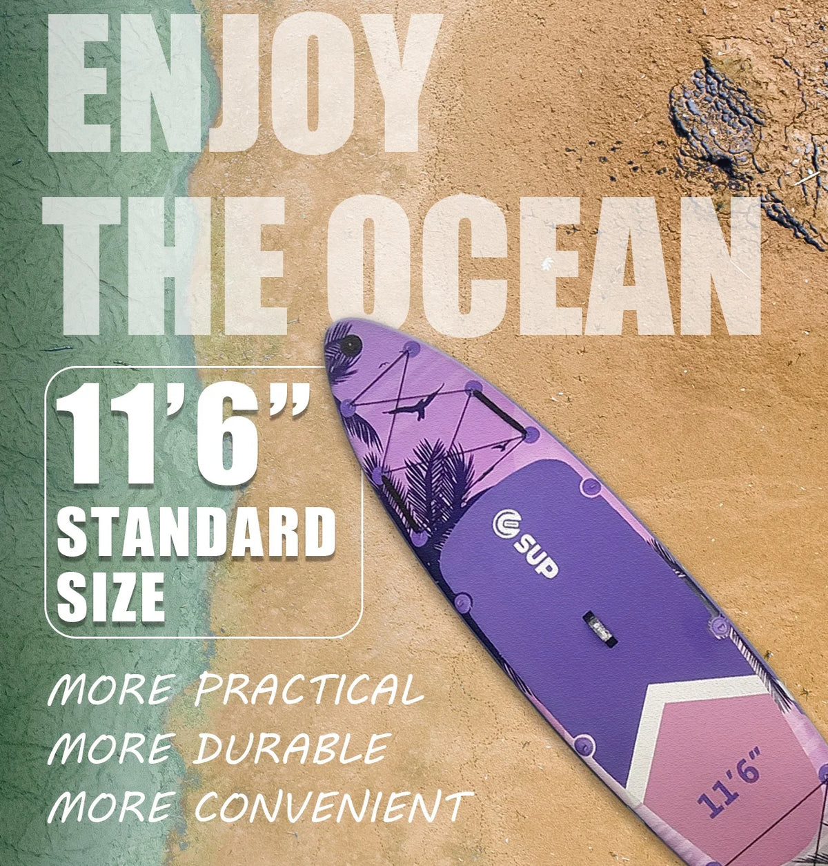 ESUP Double Layer Inflatable Stand-Up Paddle Board 11'6x34" Complete Set Accessories Lakes Rivers Surfing Premium Quality