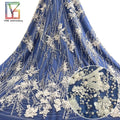 New French White Bridal Wedding 3d Beaded Sequins With Pearls for Women Tulle Lace African Luxury Embroidery Fabric