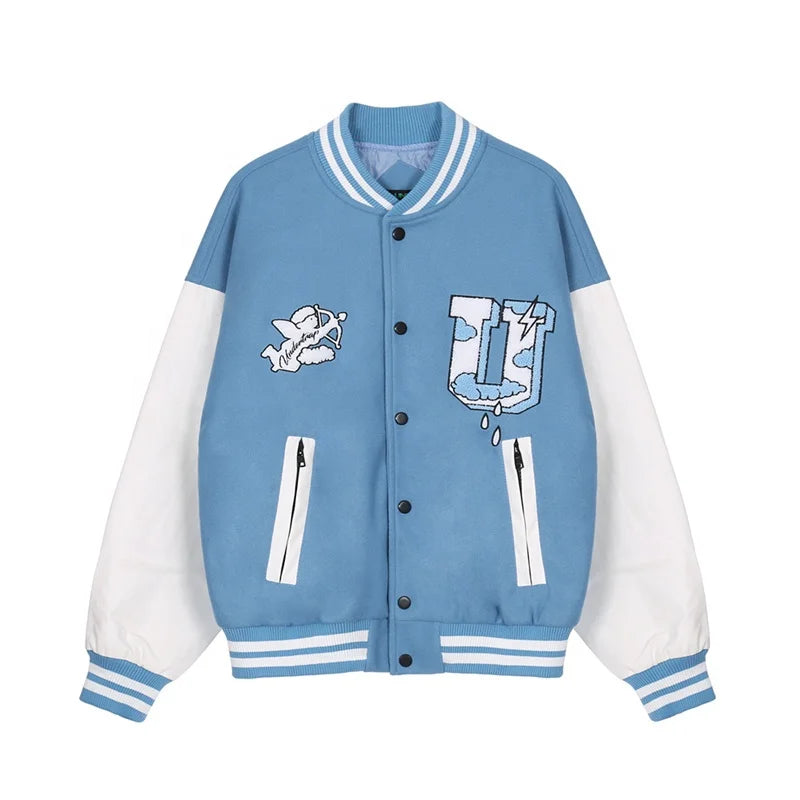 Unisex Jacket Baseball Leather Sleeves Custom Embroidery logo Baseball Men Winter Jackets New Design