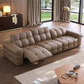 Electric Smart Motorized Convertible L-Shape Sofa Bed Set Genuine Leather Extendable Footrest Reclining Back Functional