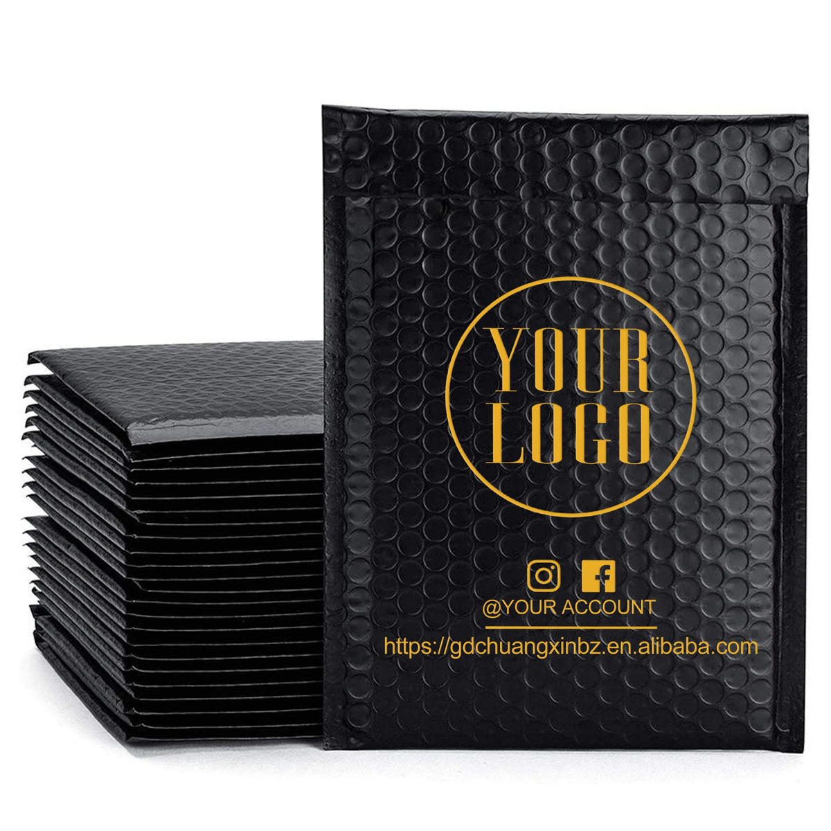 ZGCX Poly Bubble Custom Strong Adhesive Matte Black Bubble Mailer Shock Resistance Waterproof for Cosmetic Perfume Packaging