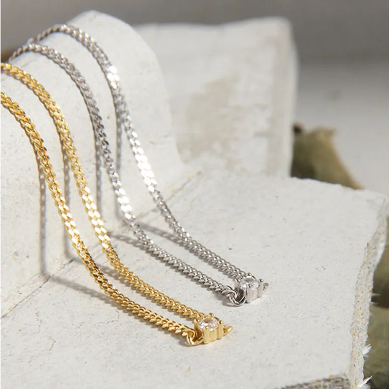 Popular 925 Sterling Silver Curb Chain Claw Setting Square Zircon Charm Bracelets for Women Wholesale