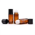 Hot Sales Empty 30ml 50ml Amber Transparent Round Roll on Deodorant Essential Oil Glass Roller Bottle Screen Printing Carton