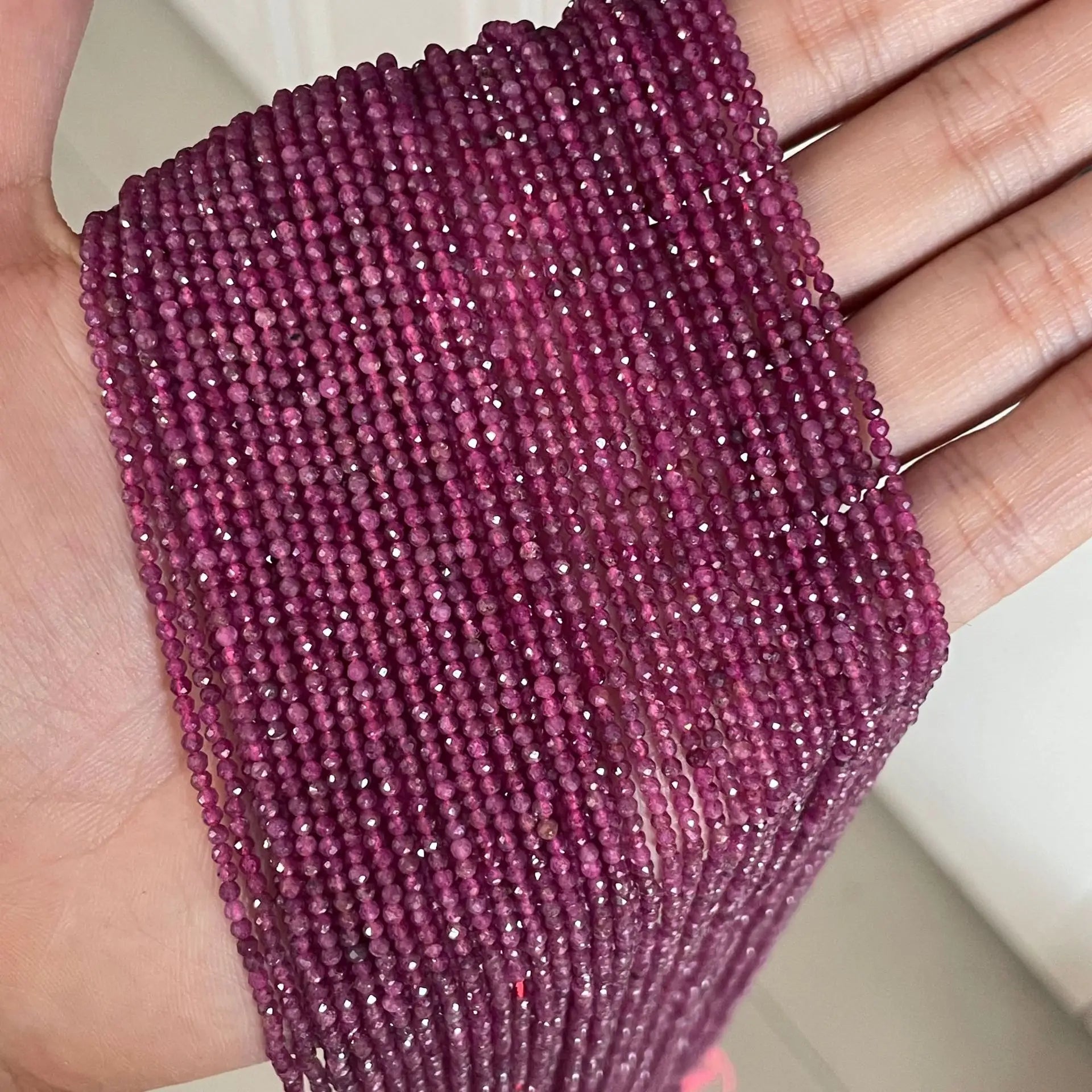 Natural 2mm Faceted Gemstone Beads Natural Ruby Tourmaline Crystal Stone Loose Beads for Bracelet Jewelry