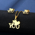 Cheap Necklace Earring Set Plated with 18K Gold Stainless Steel Heart-shaped Collarbone Chain Earring Jewelry Set Wholesale