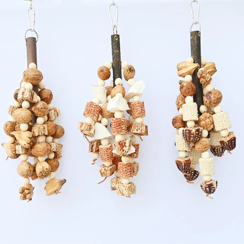 Natural Wooden Blocks Bird Chewing Sex Toy Parrot Hanging Playing Toys