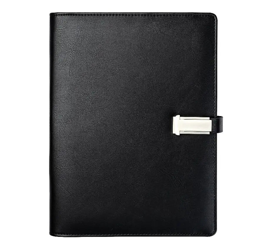 Innovation Business Gift A5 Leather Cover Notebook Agenda 8000mAh Portable Wireless Charger Smart Power Bank for New Year Gifts