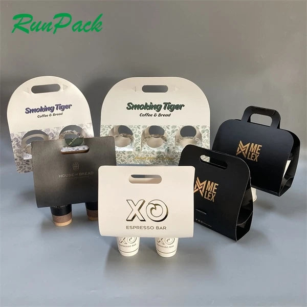 Customized Disposable Coffee Cup Sleeve Carrier Bags Stable and Insulated Holder for Paper Cups Takeaway