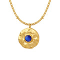 French Vintage Cat's Eye Stone Pendant Necklace for Women Stainless Steel and 18K Gold Plated Jewelry