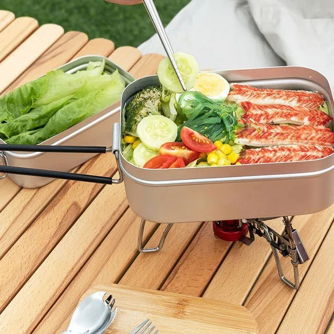 Outdoor Camping Food Box  Food Grade Lunch Box  Can Be Stuffy And Boiled Multi Functional Outdoor Tableware