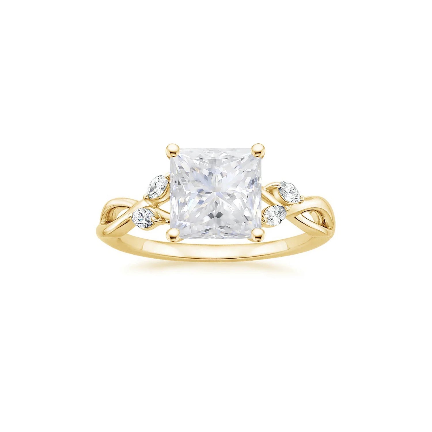 10K 14K 18K Solid Gold Customized Different Materials Silver Four Claw Princess Cut D/VVS1 Color 3ct Engagement Moissanite Ring