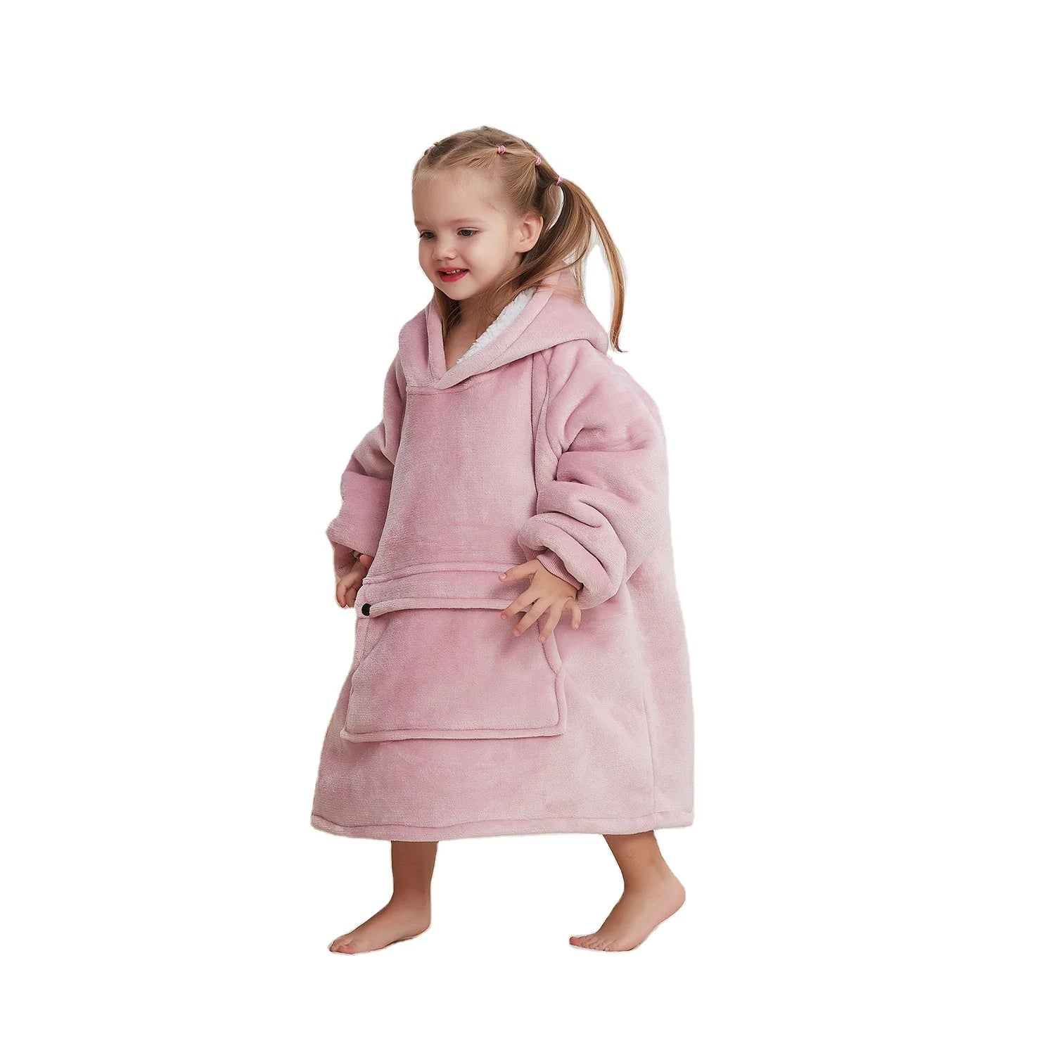 Customized Patterns Wearable Blanket Sherpa Oversized Sweatshirt Toddlers Hood Hoodie Blanket for Kids 2-6Years