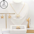 White Stone Zircon Diamond Jewelry 18 Carat Pakistani Butterfly Jewelry Stainless Steel Gold Plated Women Girl Gift Sets