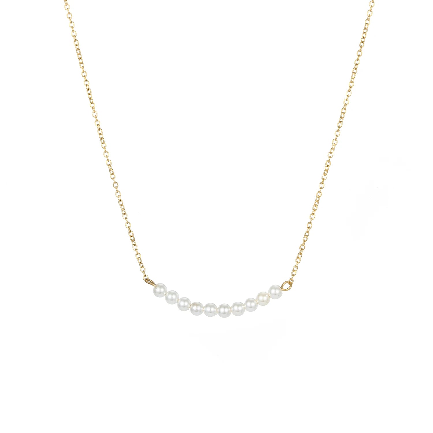 New Design Custom Classic Silver Jewelry 14k Gold Plated Link Stainless Steel Imitation Pearl Beaded Party Necklace