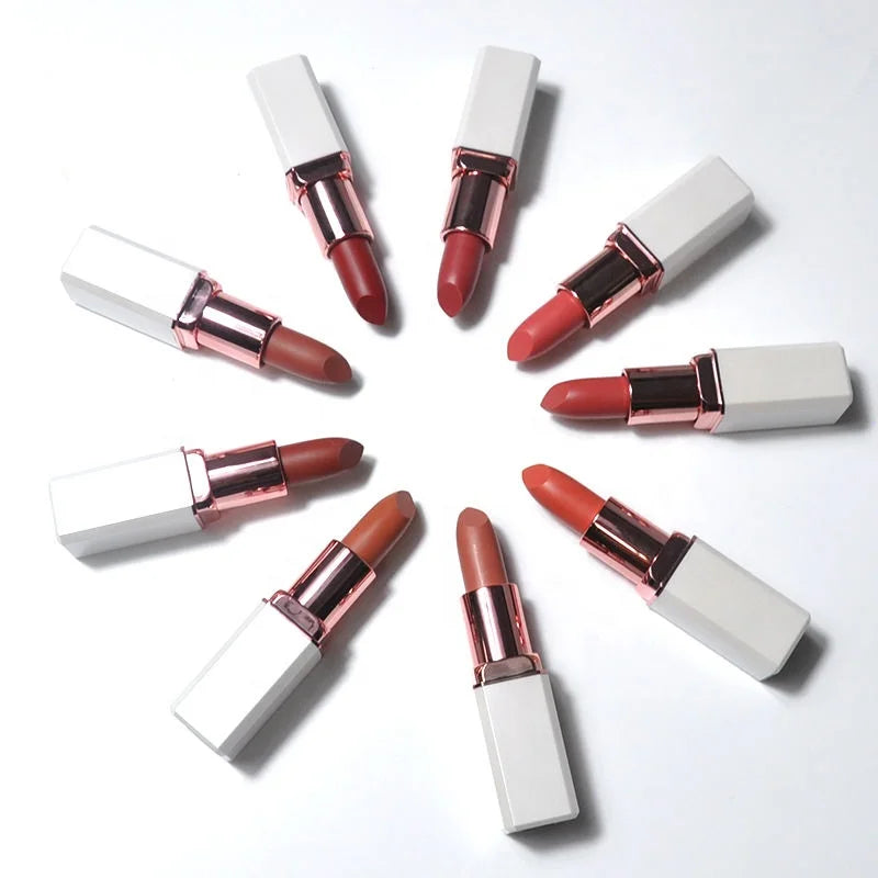 Wholesale Low Moq High Pigmented pink Nude Waterproof Vegan Custom logo Cream Lipsticks