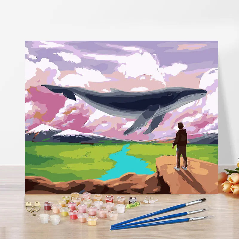 DIY Paint by Numbers for Adults Whale Landscape HandPainted Oil Painting Picture Style Home Decoration Custom Photo Crafts Kits