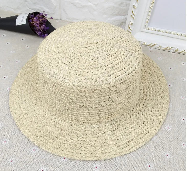 Summer Beach Simple Fashion Sun-proof Colorful Straw Boater Hat Unisex