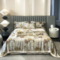 Summer Cool Green Lyocell Fiber Pillow Cover Luxury 4-piece Bedding Set Exquisite Flower Print Blue Summer Quilt Bedding Sets