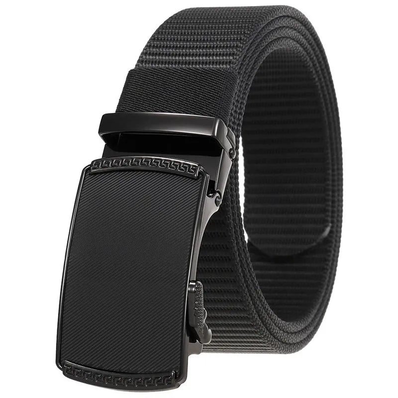 Men's Canvas Automatic Buckle Belts No Ratchet Fabric Belt Polyester Outdoor Leisure Fashion Wholesale Belt Factory