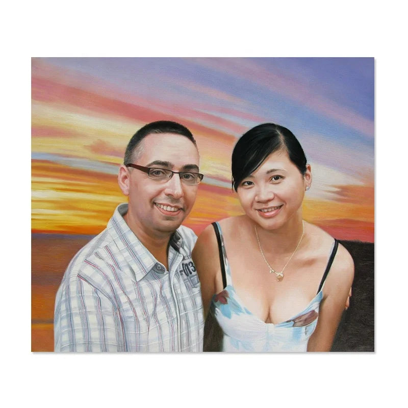 Christmas Personalized Gift Hand-Painted Framed Art Realistic Portrait Custom Oil Paintings From Photos Canvas Base