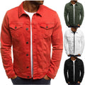 New Denim Jacket Casual Solid Color Jacket Cardigan Button Cargo Coat