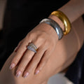 2024 Dazan New Winter HOT INS Trendy 18k PVD Gold Plated Stainless Steel Vintage Satchel Iced Out Zircon Ring France Lady Set