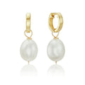 Gemnel Party Jewelry 925 Silver 18k Gold Huggie Freshwater Pearl Drop Hoop Earrings