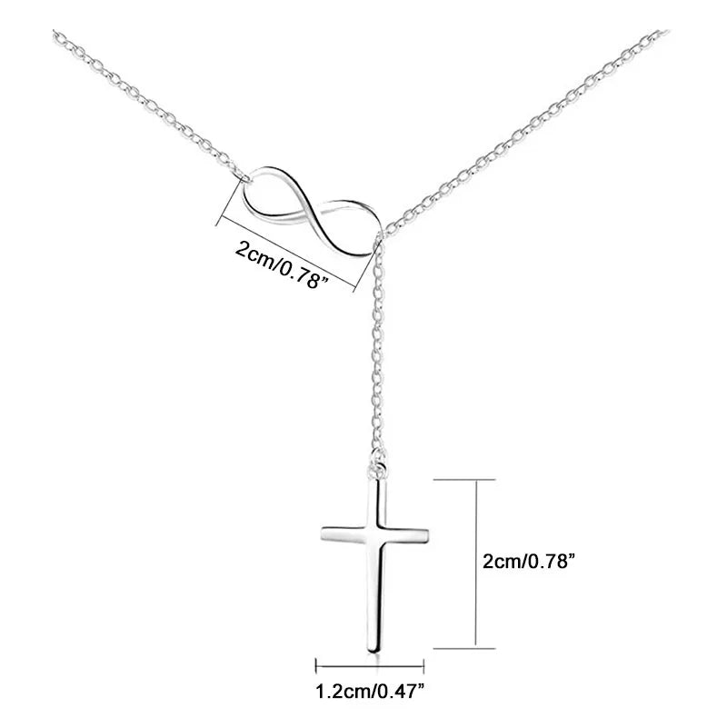 Fashion Popular Accessories Stainless Steel Necklace Hollow Triangle Cross 8-shaped Pendant Necklace for Women