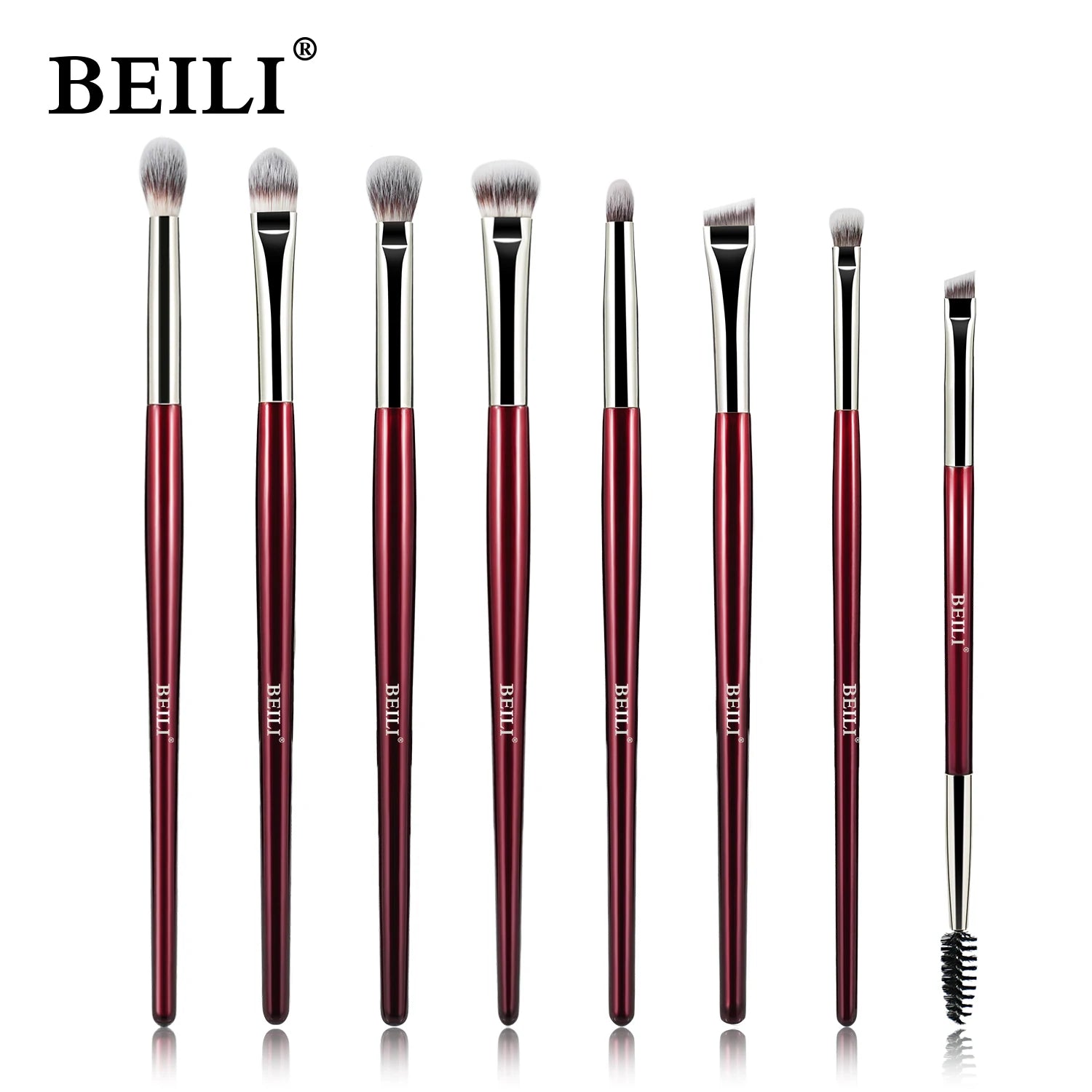 BEILI High Grade 8PCS Red Luxury Makeup Brush Set Wholesale Wood Handle Private Label Foundation Cosmetic Makeup Brushes