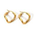 Simple Stainless Steel 18K Gold Plated Molten Wave Large Irregular Hoop Earrings Tarnish Free Jewelry for Women