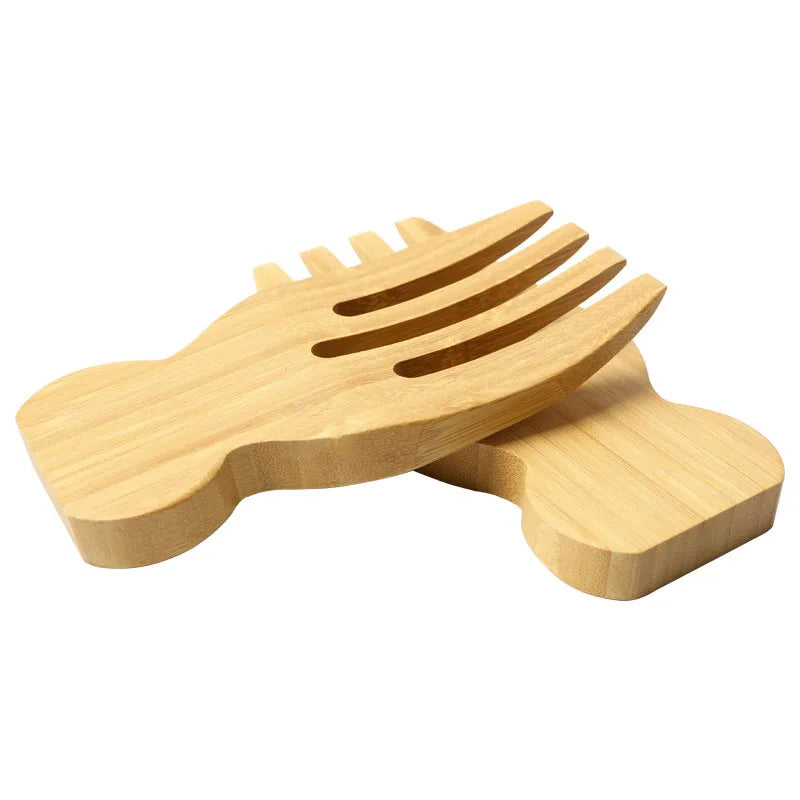 Bamboo Salad Hands Bamboo Salad Server Set  Wooden Server Claws Bamboo Kitchen Helper