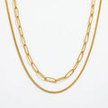 Joolim Jewelry 18K Gold Plated Double-layer Paper Pin Snake Chain Choker Necklace Stainless Steel Jewelry Wholesale