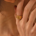 Nabest Tarnish Free Women Opener Layers Ring Jewelry Stainless Steel Gold Plated Adjustable Geometric Vintage Rings