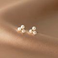 Custom Gold Plated 925 Sterling Silver Jewelry Ladies' Daily Classic Simple Three Synthetic Pearl Small Stud Trendy Wedding