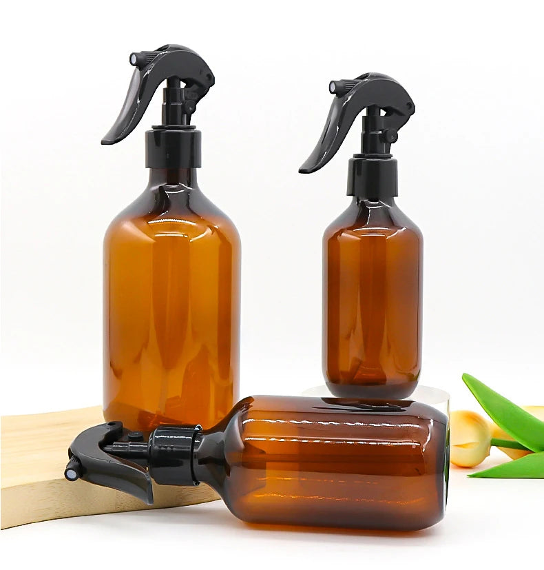 Luxury Empty Refillable Amber 250 ml 500 ml Amber Boston Round Glass Spray Bottle