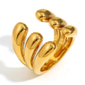 Customized Chunky Multi Three Layered Hypoallergenic 18K Gold Stainless Steel Asymmetrical Rings Non Tarnish