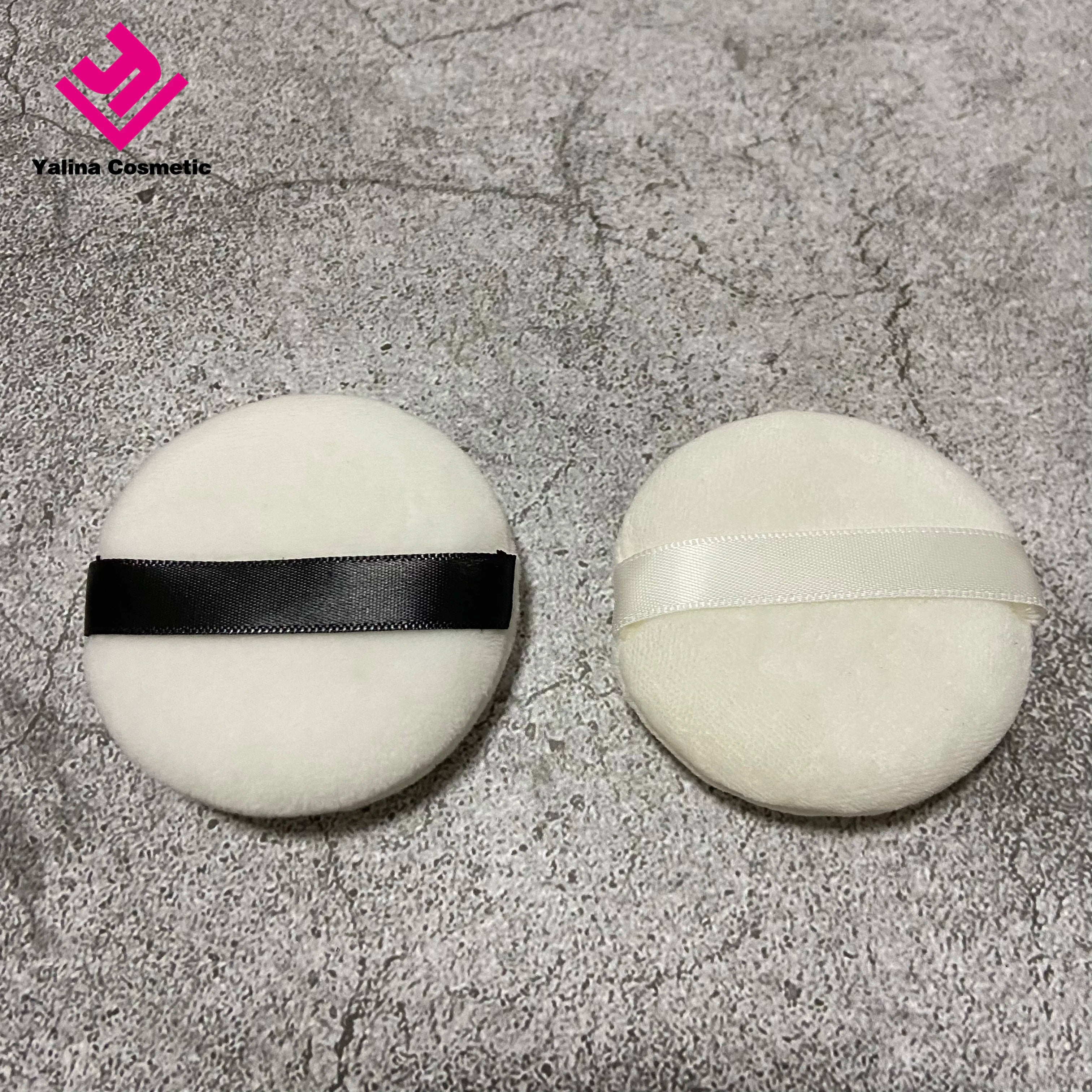 Custom Logo Round Shape Loose Powder Soft Wet Dry Cosmetic Foundation Makeup Powder Puff
