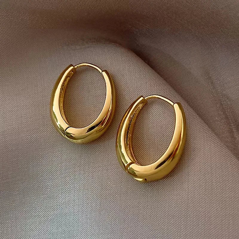 Fashion Classic Metal Hoop Earrings for Women Simple Daily Wear Earrings Girls Statement Jewelry (KER845)