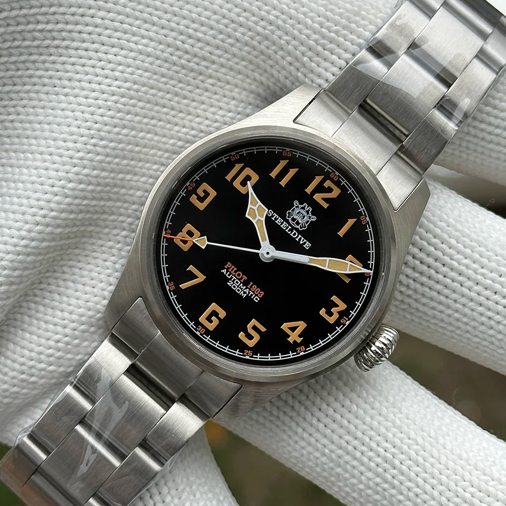 STEELDIVE SD1928V 39MM Simple Design Black Dial NH35 Automatic Movement Sapphire Glass Mens 200m Waterproof Mens Dive Watch