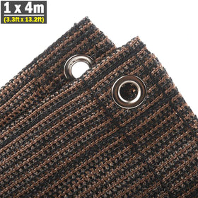 1x4m (3.3ftx13.2ft) Chocolate Brown HDPE Heavy Duty Windproof Balcony SunShade Net Thicken Privacy Screen Cover