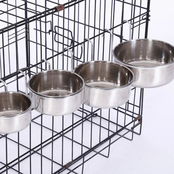 Stainsteel Cage Hanging Bowl in the Iron Cage Pet Dog Bowl Feed in the Cage