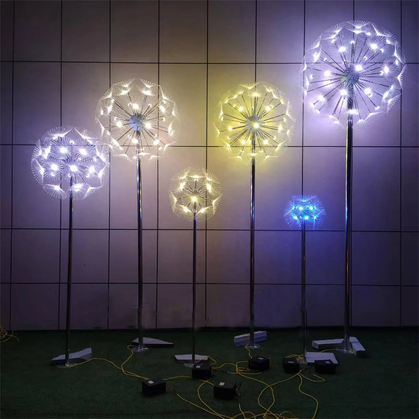 Urban Corten Real Outdoor Art Metal Stainless Steel Welded Dandelion Sculpture with Light