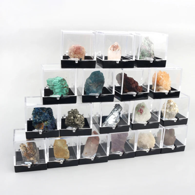 Wholesale Natural Crystal Gemstone Raw Specimen Acrylic Packaging Display Box for Decoration