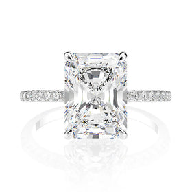 GRA Certified Radiant Cut 4CT Silver Moissanite Wedding Ring for Women Lucky Wedding Band