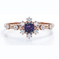 925 Sterling Silver Alexandrite Color Changing Gemstones Ring Lab Grown Alexandrite Engagement Ring
