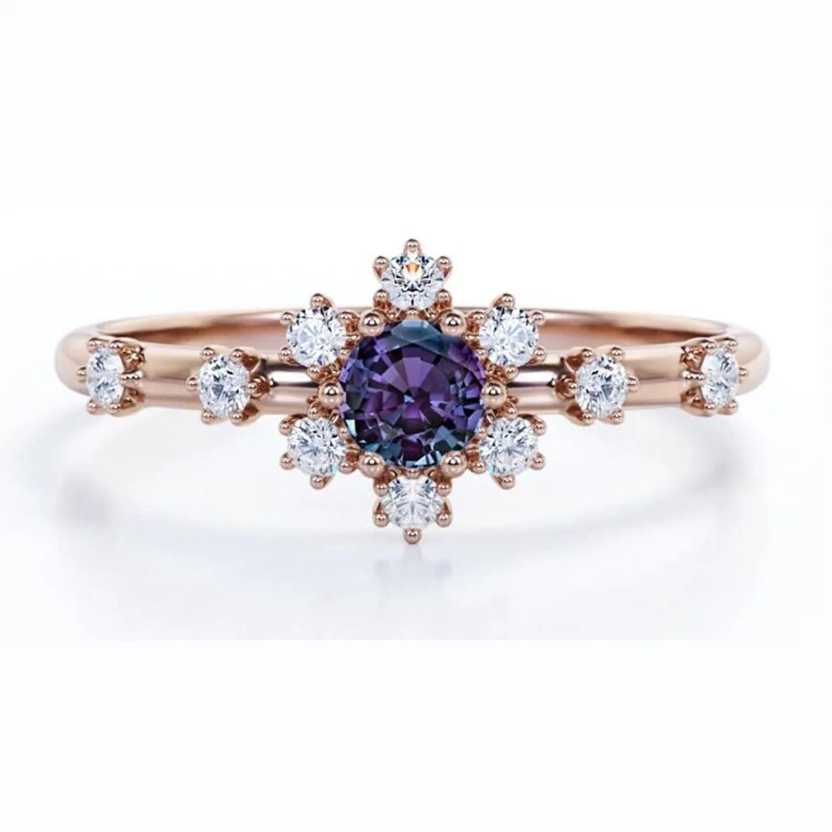925 Sterling Silver Alexandrite Color Changing Gemstones Ring Lab Grown Alexandrite Engagement Ring