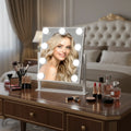 Hot-Selling LED Desktop Makeup Mirror Single Side 1X Glass  9 Pcs Bulbs Lighted Vanity Mirror Touch Switch Brightness Adjustment